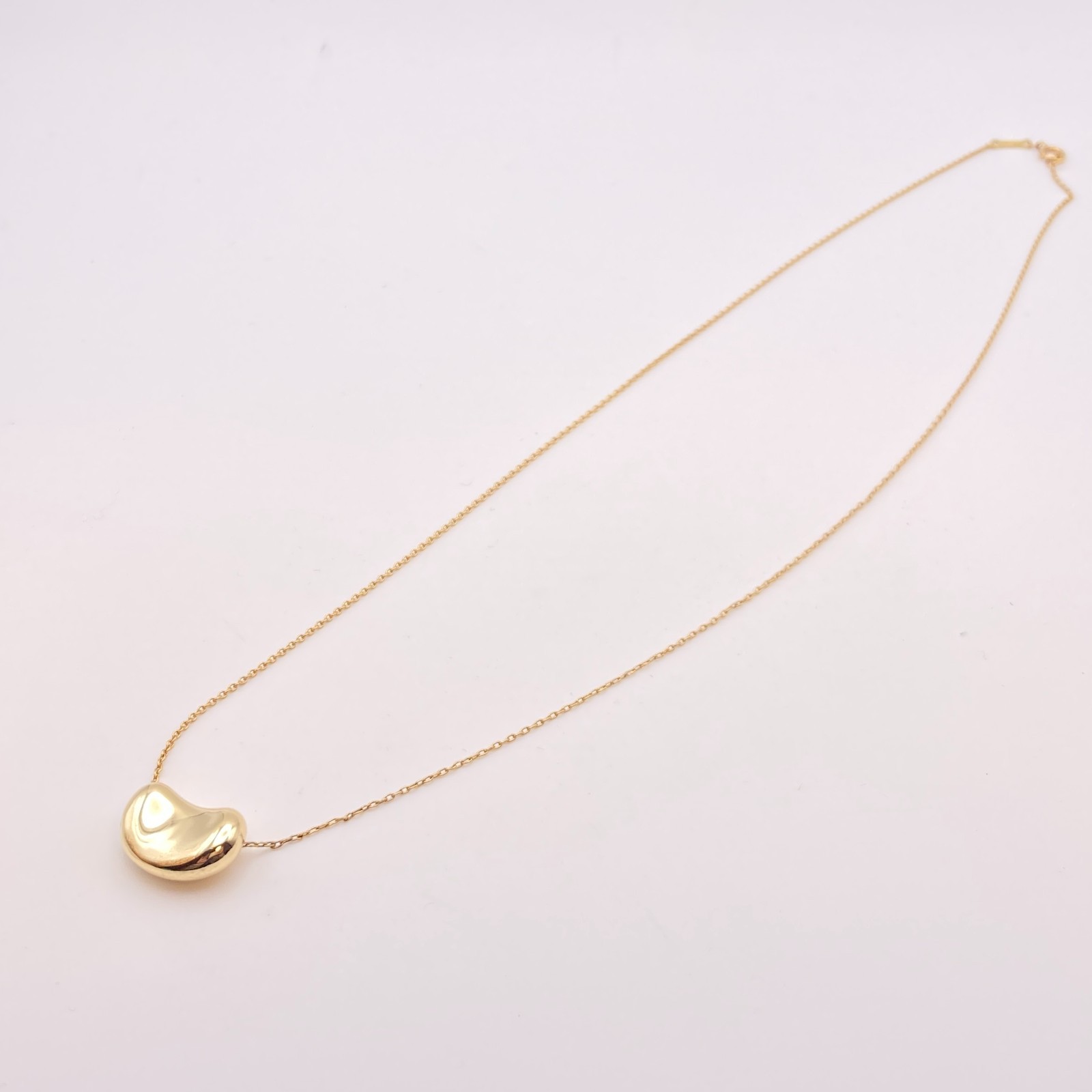 Tiffany & Co. 16mm Gold Bean Pendant Necklace 16″ Elsa Peretti 5.7g
