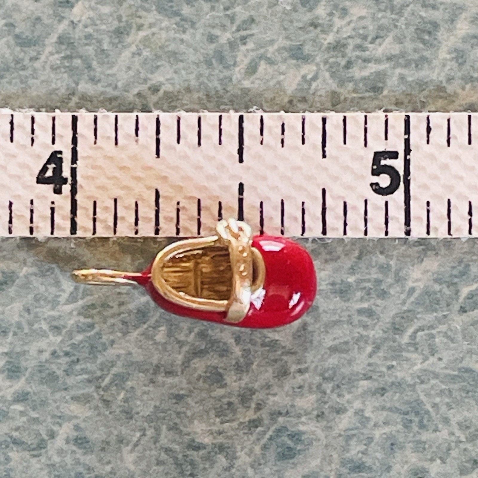 Vintage Aaron BASHA 10k Gold Red Baby Shoe w/ Buckle Pendant Charm