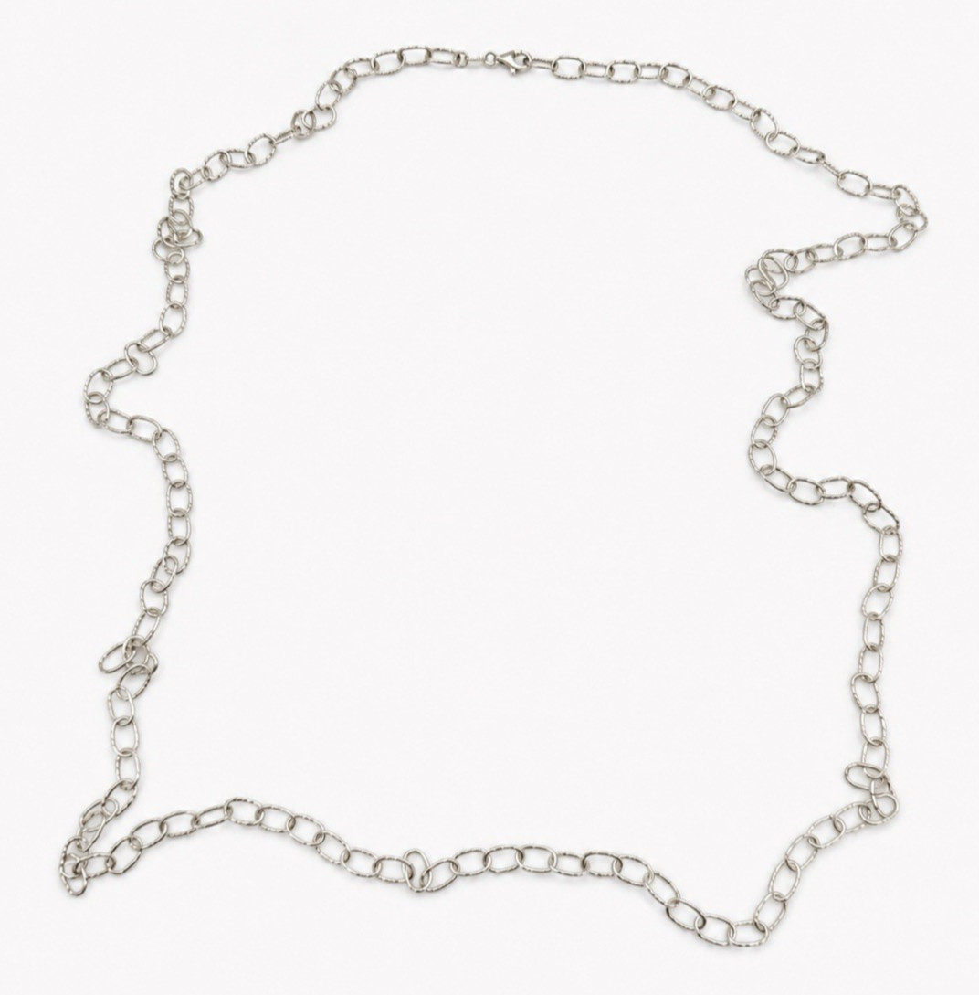 Sterling Silver Dyadema Italy Textured Oval Link Chain Necklace 42″