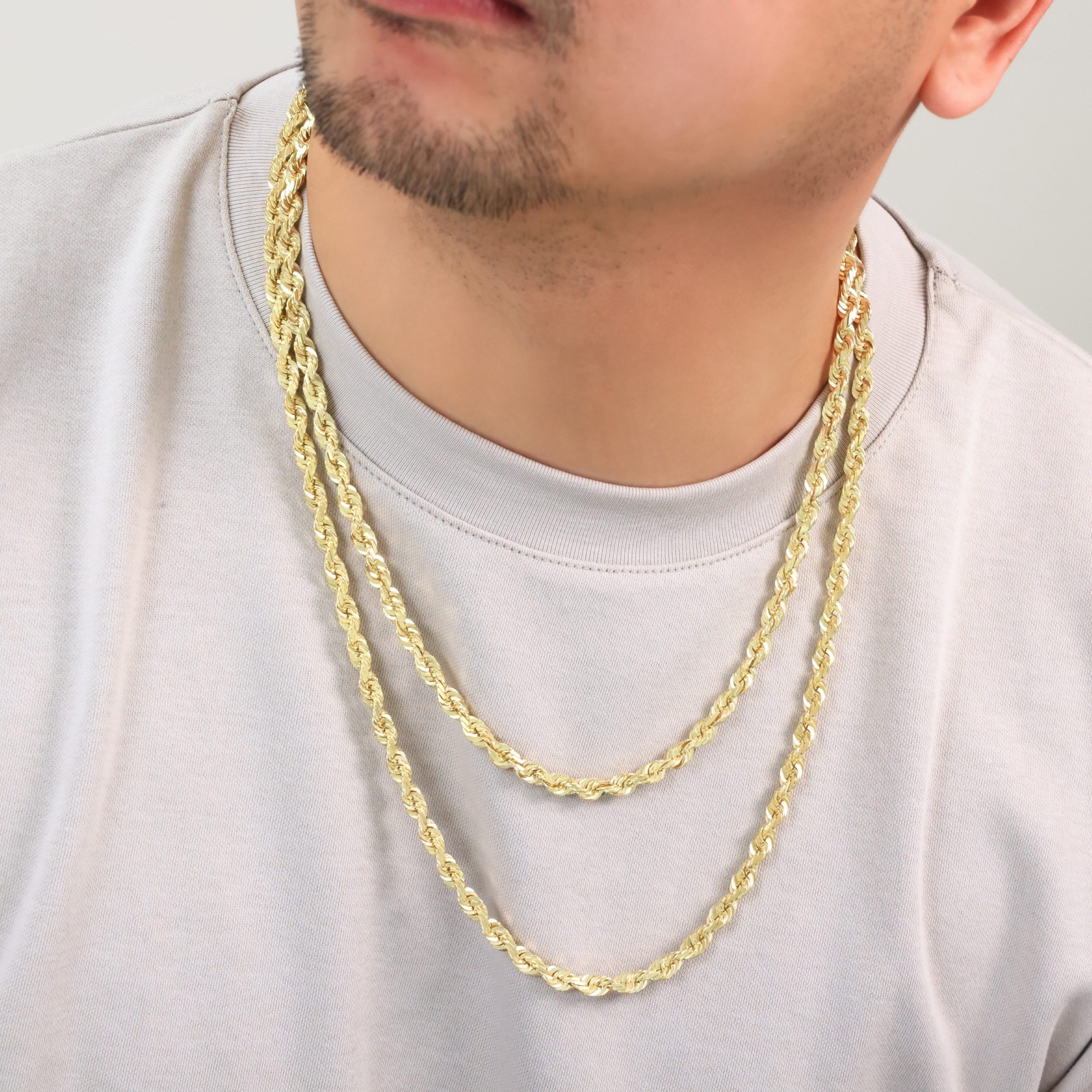 10K Yellow Gold 1.5mm-10mm Diamond Cut Rope Chain Necklace Mens Women 16″- 30″