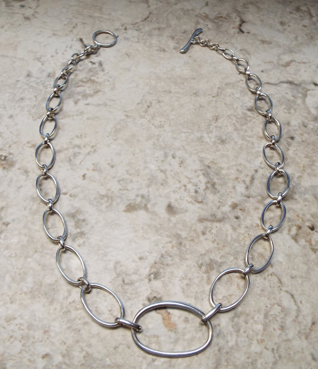 MWS 925 Sterling Silver Oval Link Chain Necklace 18″