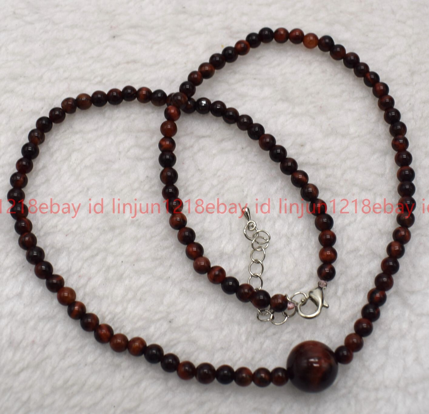 Natural Beautiful 4mm Red Tiger’s Eye Round Gemstone Beaded Necklace 16-28in