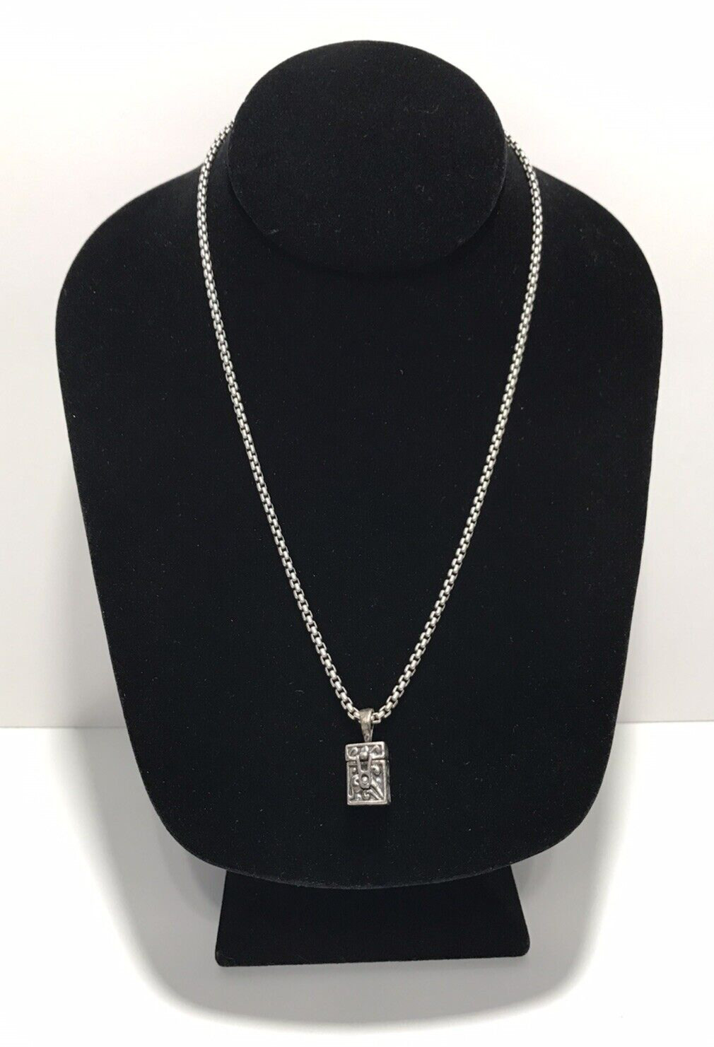 DAVID YURMAN 925 Box Chain w/14k Yellow Gold DY Logo & Unbranded Box Pendant