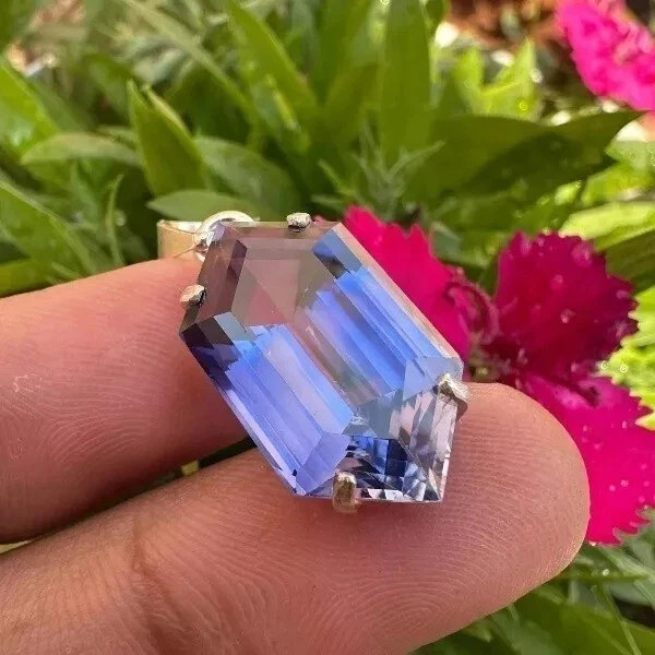 Natural Blue Sapphire Solid Silver 18 Ct Fancy Cut Pendant Certified Gemstone