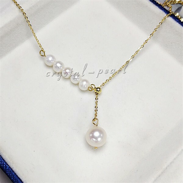 18″ AAA 5-10MM SOUTH SEA NATURAL White PEARL NECKLACE 14K Customized white chain