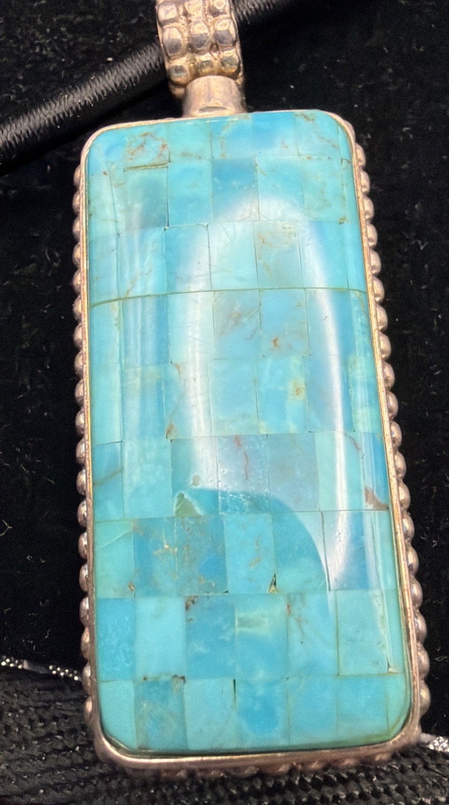 Vintage DRT Jay King Mine Finds Mosaic Opal/Mosaic Turquoise Pendant Necklace