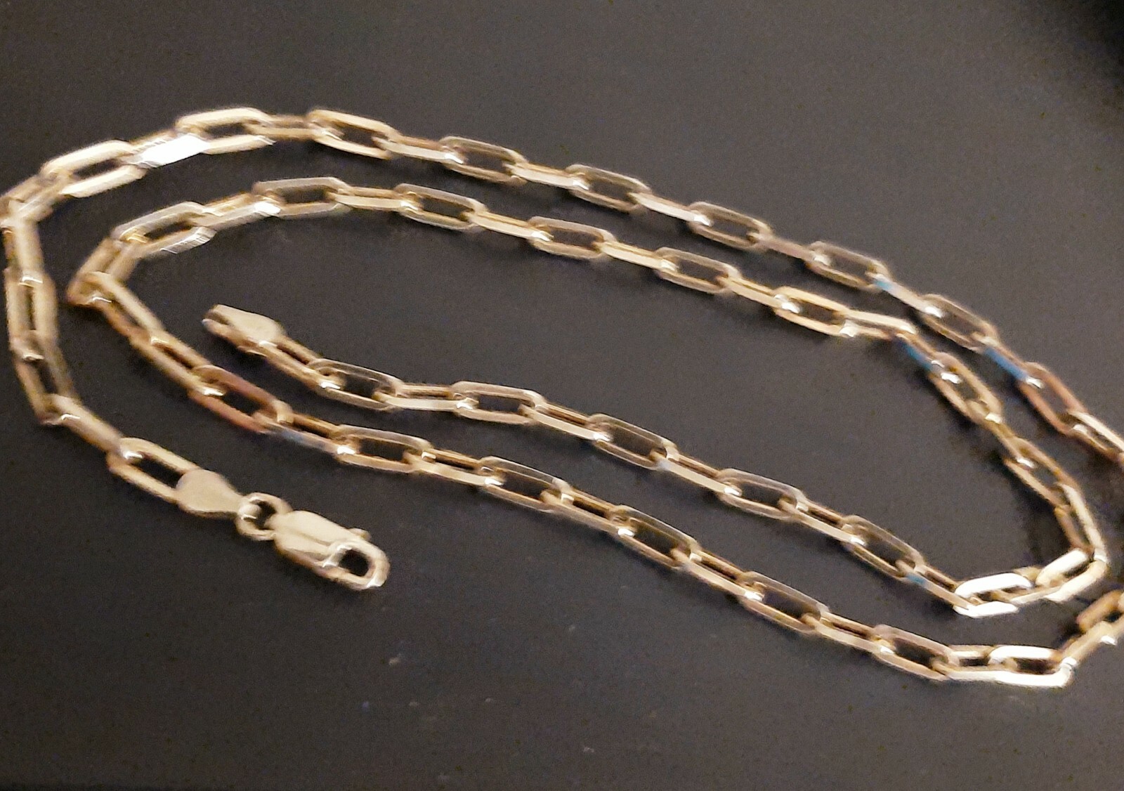 Gold Plate over Silver Paper Clip Chain 20 Inch 925 Silver Necklace Silver 10 Gr