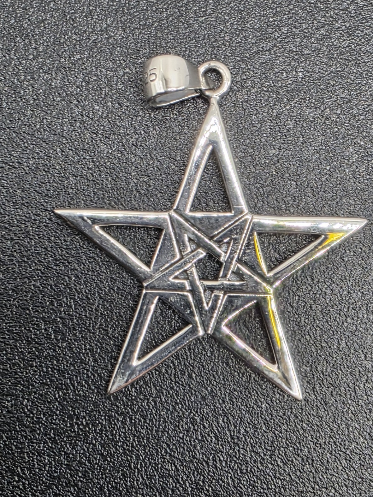 925 New Sterling Silver Pendant Pentacle 26mm
