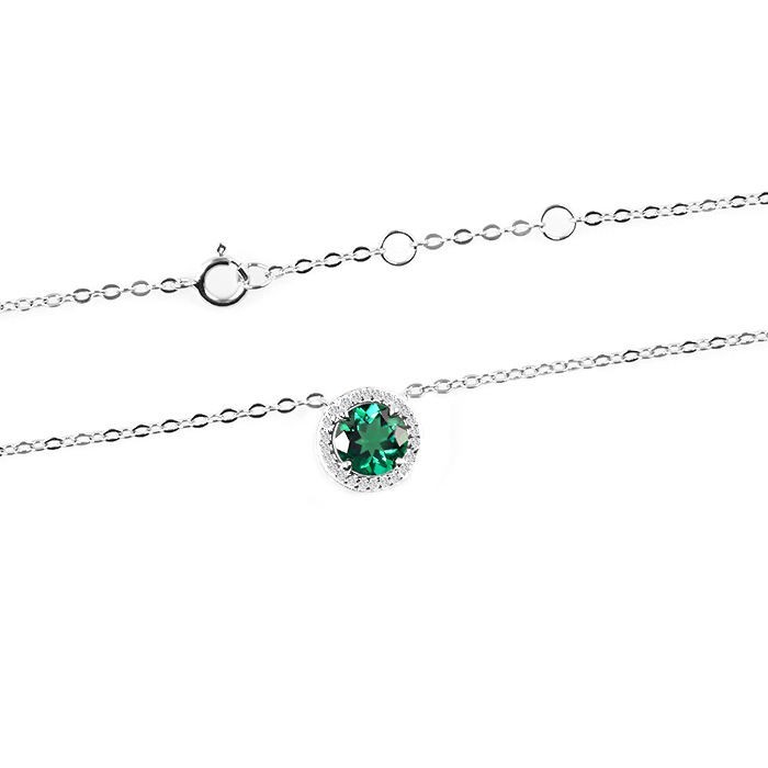 4CT Green Round cut Shaped Moissanite Pendant 14K white Gold Plated free chain