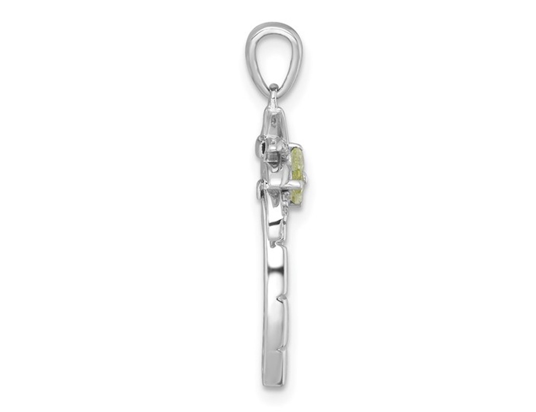 Sterling Silver Palm Tree Pendant Necklace with Peridot and Chain