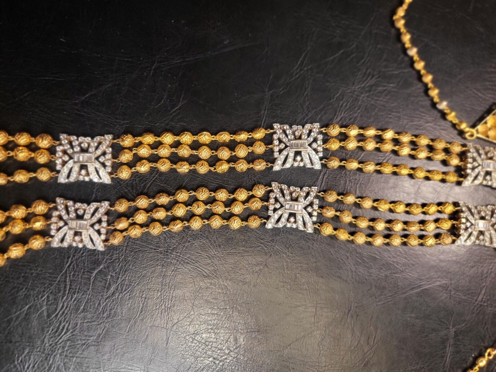 18K Gold Multi-strand Diamond Necklace/Diamonds 3.84 Carats/Weight 96.4 grams