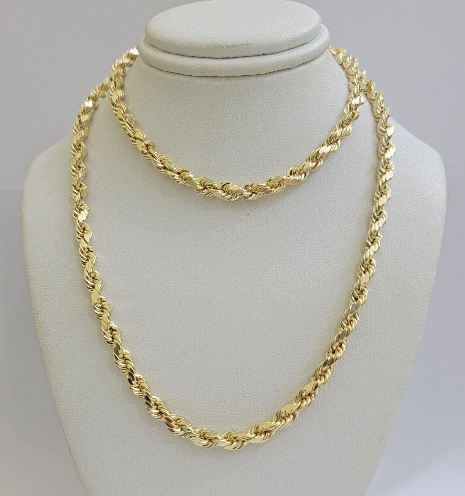 Real 10k Gold Rope Chain Necklace 18-30 Inch 3mm to 10mm Diamond Cut 10KT Yellow