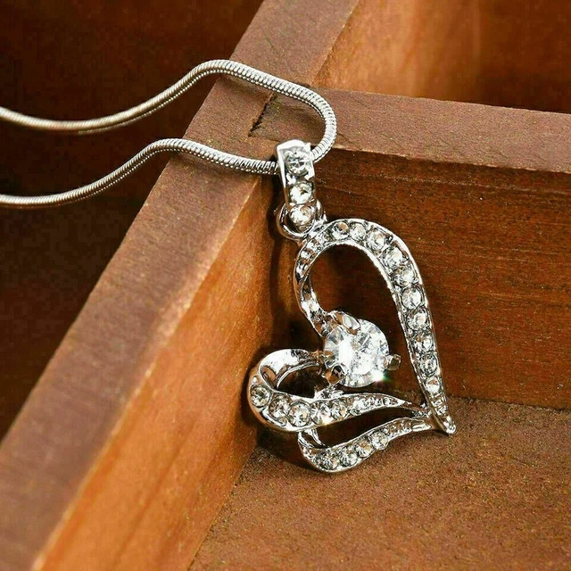 1.50Ct Round Cut Moissanite Women’s Love Heart Pendant 14k White Gold Plated