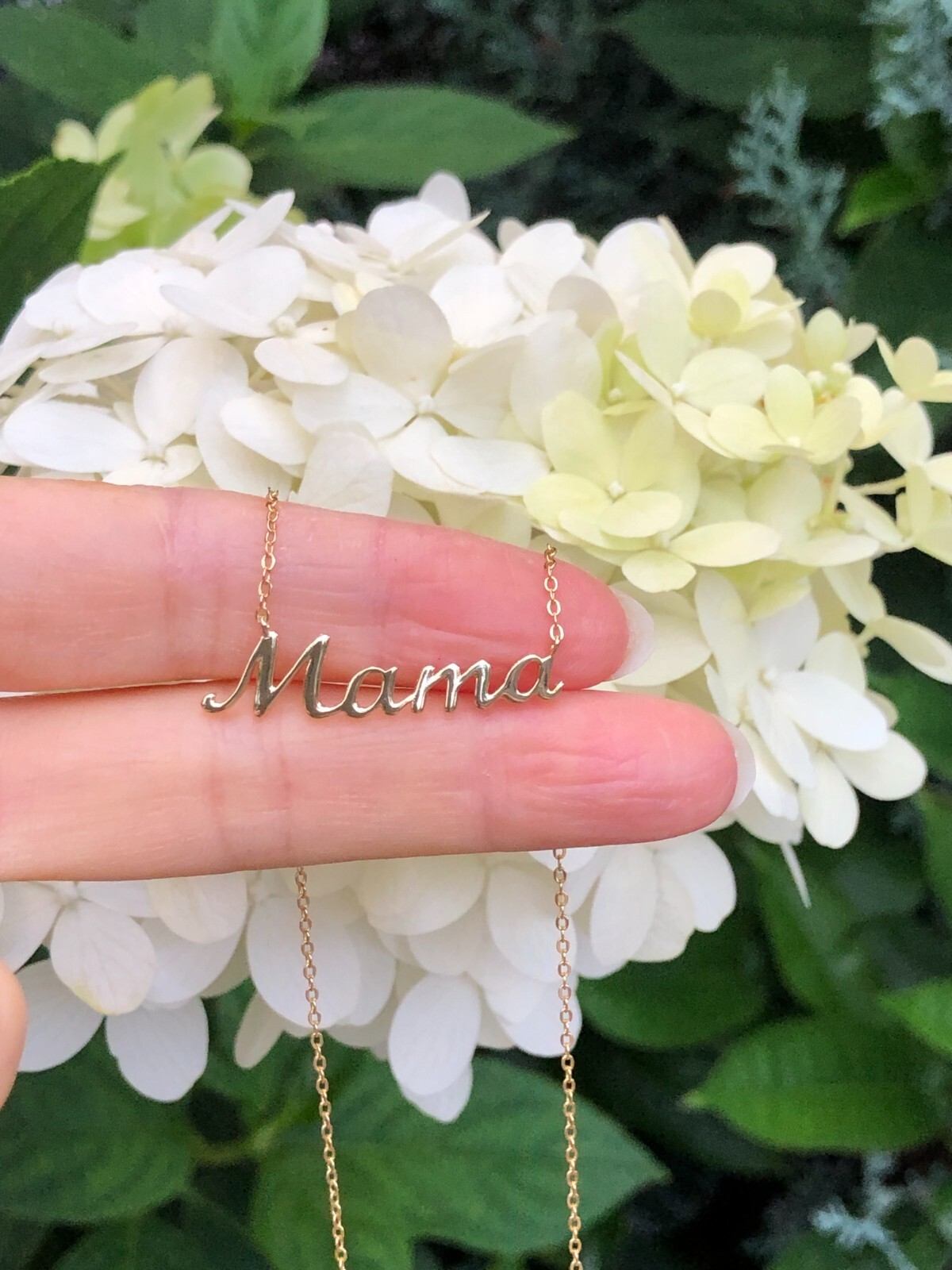 925 Sterling Silver Script Mama Pendant Necklace Gold 31mm(1.22″) 15.25-17.25″