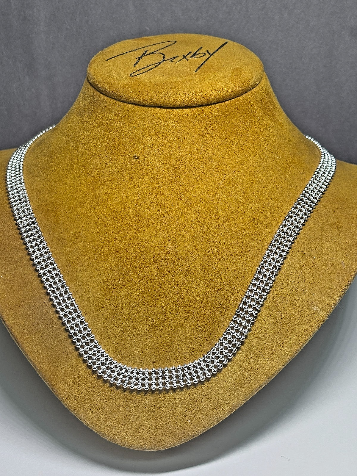 Vintage Italy Made Sterling Silver Bismark Chain Necklace 17.7g 18in