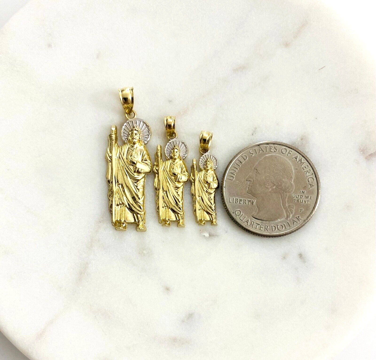 14K Solid Gold Saint Jude Thaddeus Pendant, 14K 2T Solid Gold St. Jude-PT0101-02