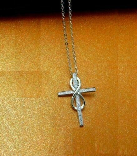 2Ct Round Cut Lab Created Diamond Women’s Cross Pendant 14K White Gold Plated