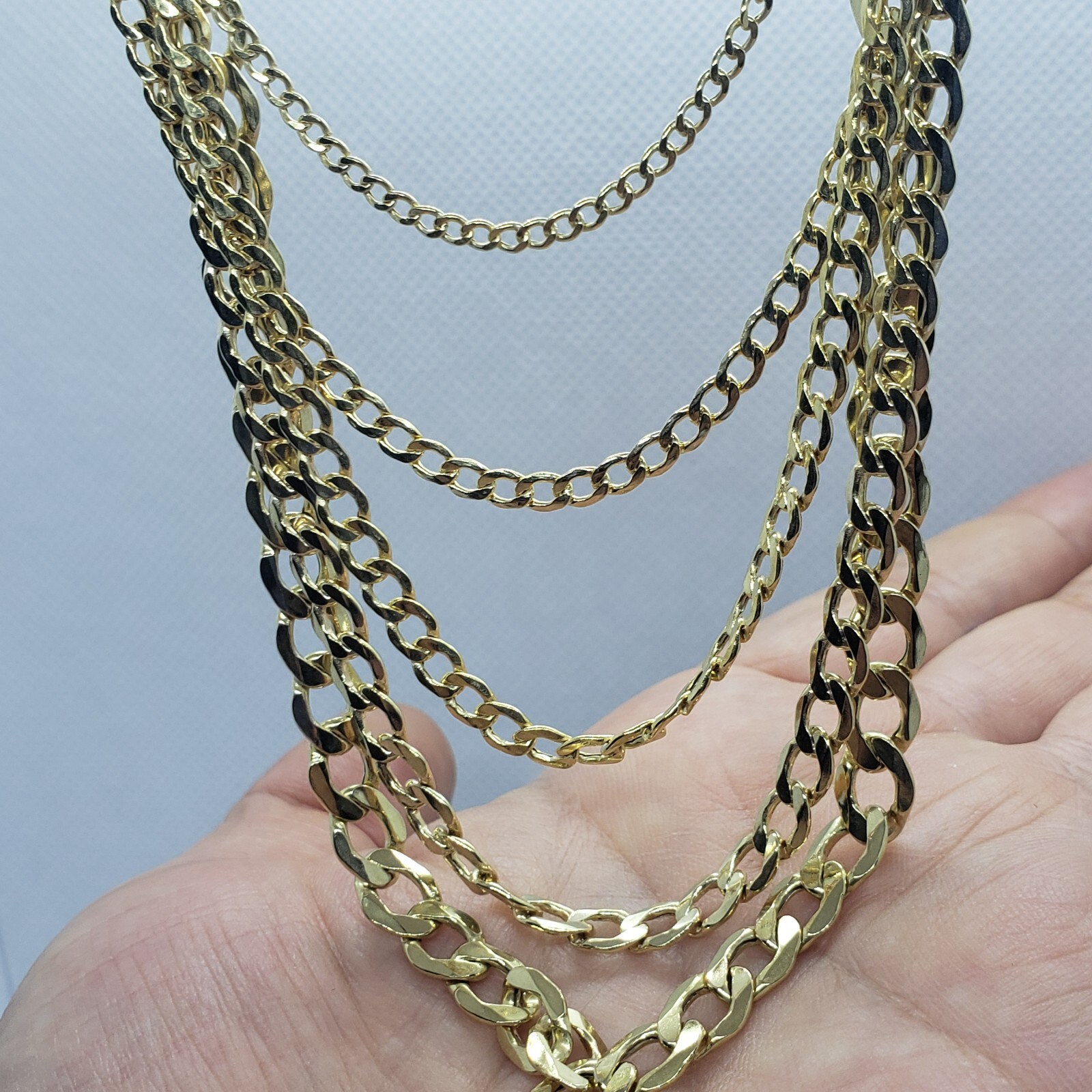 10K Yellow Gold Hollow Cuban Curb Chain Link Necklace Bracelet 5.5mm 7mm 7″~30″