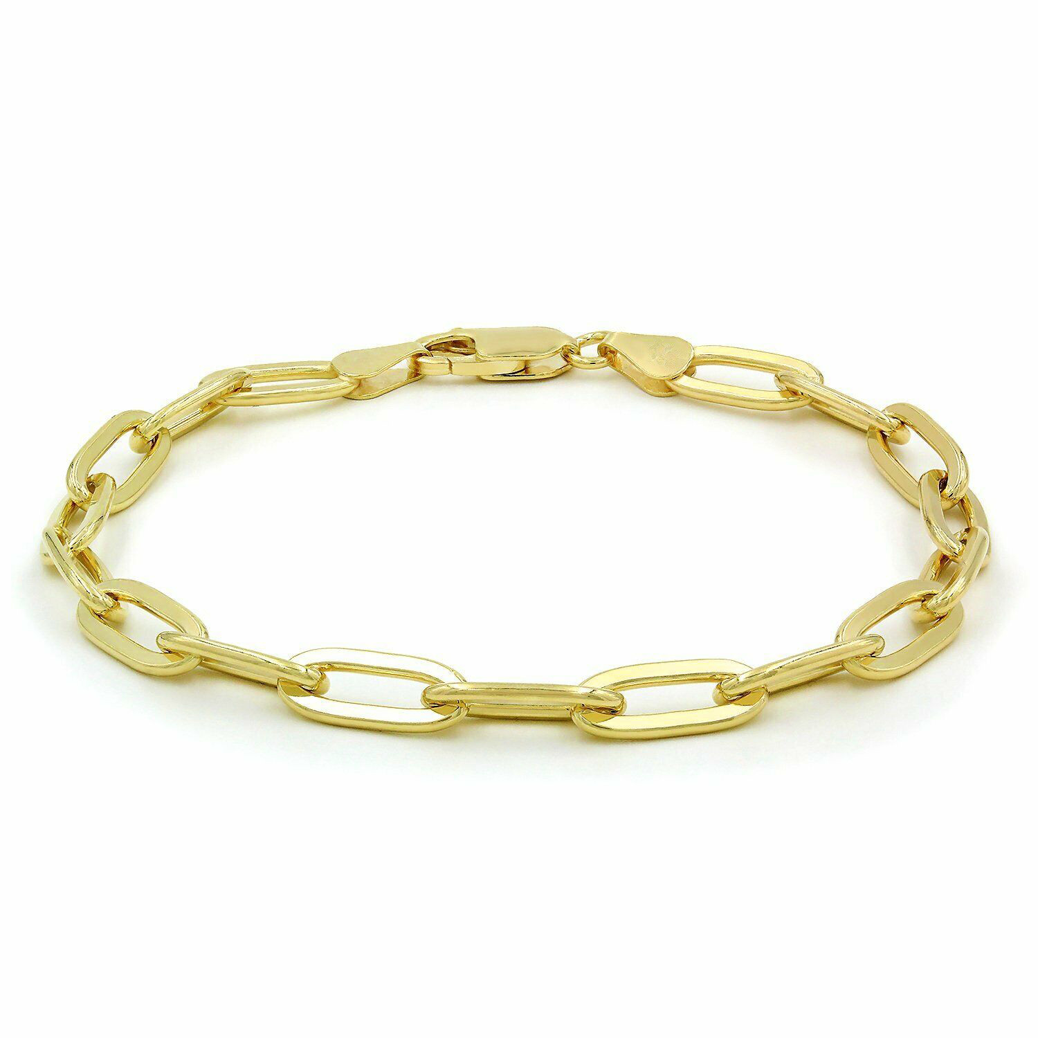 10k Yellow Gold Paperclip 2mm-7mm Chain Cable Rolo Bracelet Mens Womens 7″ – 8″