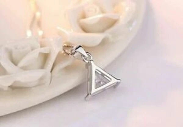 3CT Trillion Solitaire Cut VVS1 Diamond Lab Created Pendant 14K White Gold Over