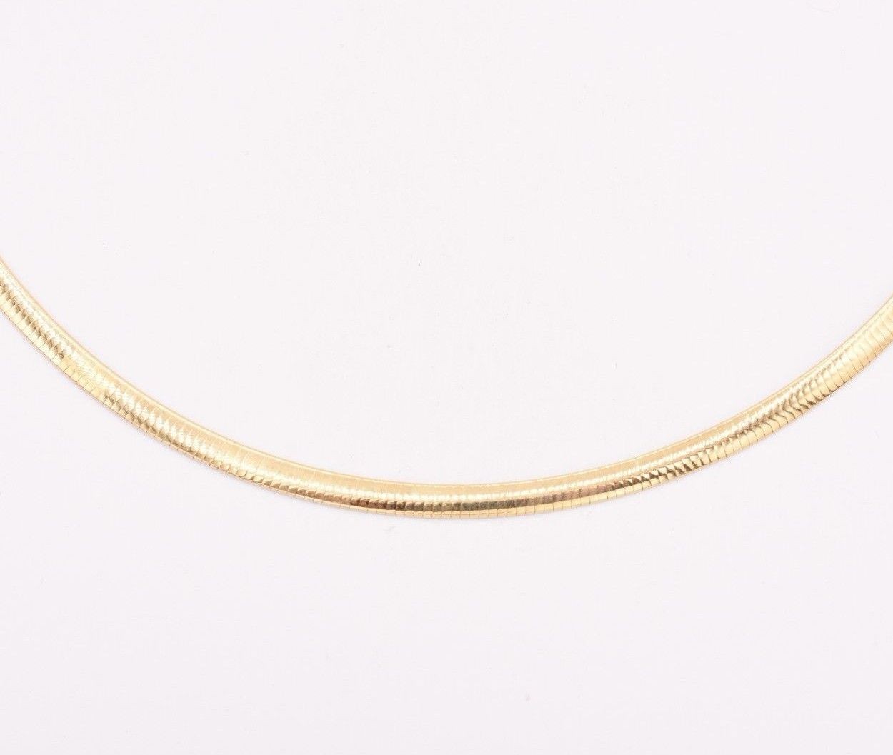 4mm Italian Reversible Omega Chain Necklace 14K Yellow Gold-Plated Silver 925