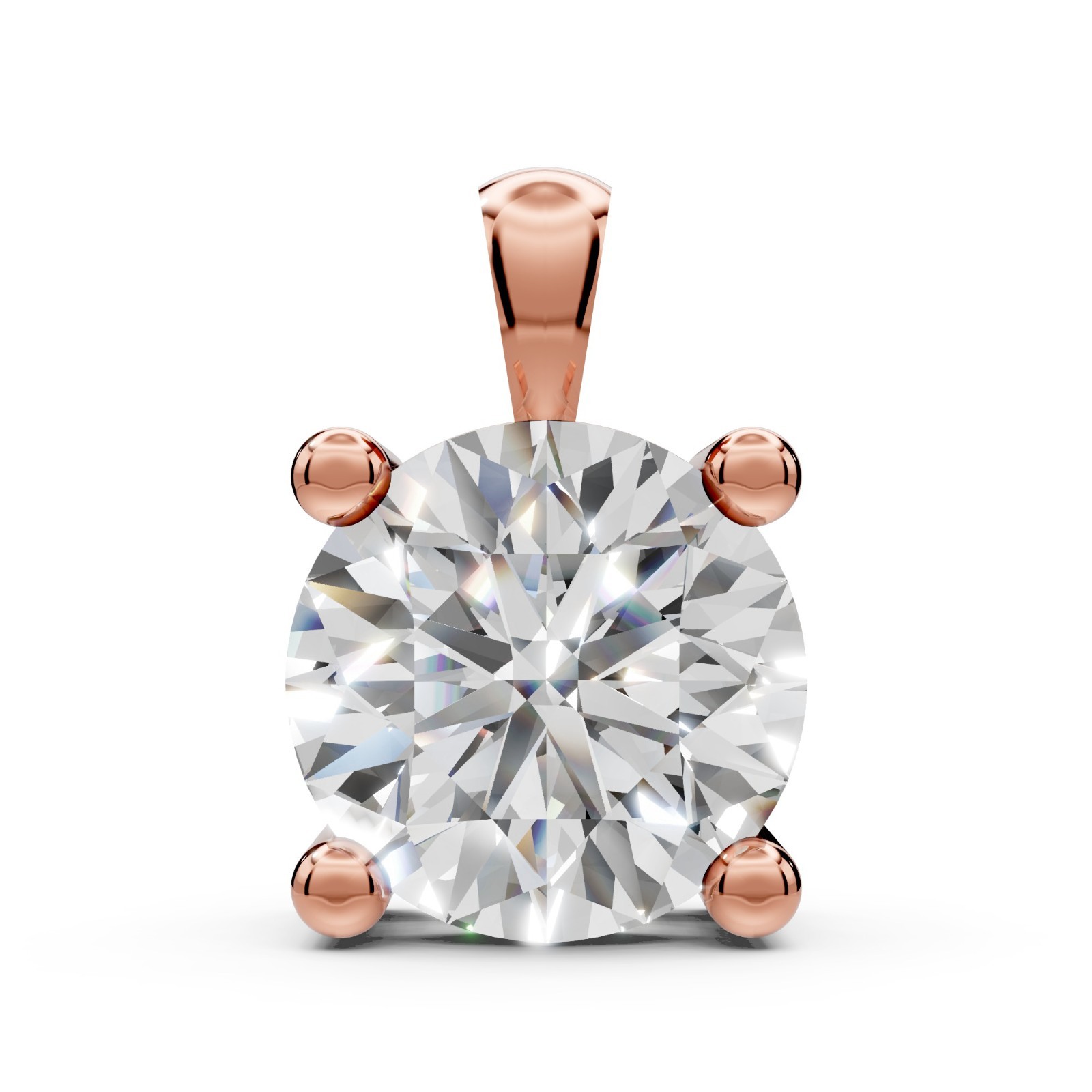 Lab Grown Diamond Solitaire Pendant Solid 14k Gold Round Diamond Necklace
