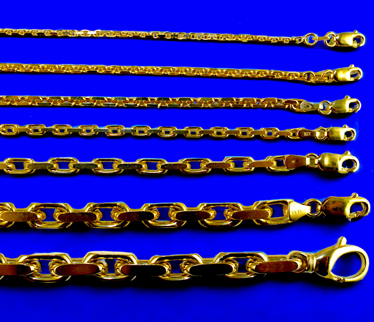 14K Yellow Gold SOLID Rolo Cable Necklace Bracelet Chain 1.5mm-7.5mm 7″-30″