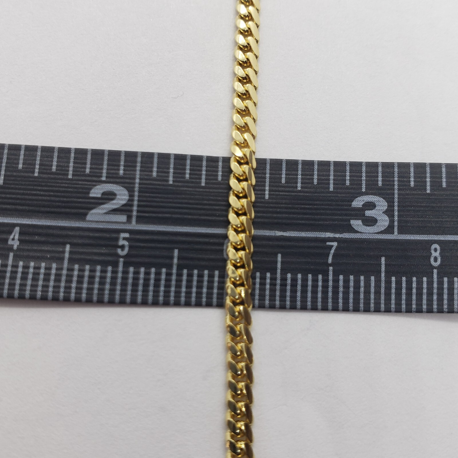18K Solid Yellow Gold Miami Cuban Link Chain Necklace Men 2.5mm-4mm Size 18″~24″