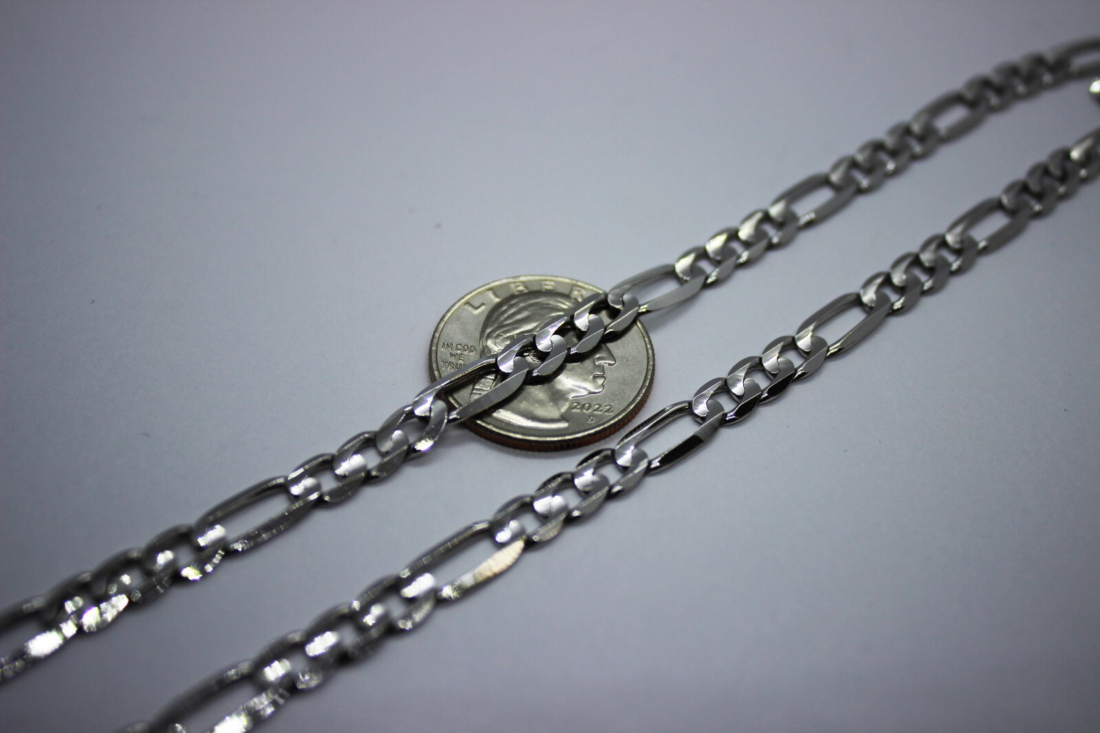 14k Solid White Gold Figaro Chain Necklace Bracelet 2.2mm – 6.2mm 7″ – 30″