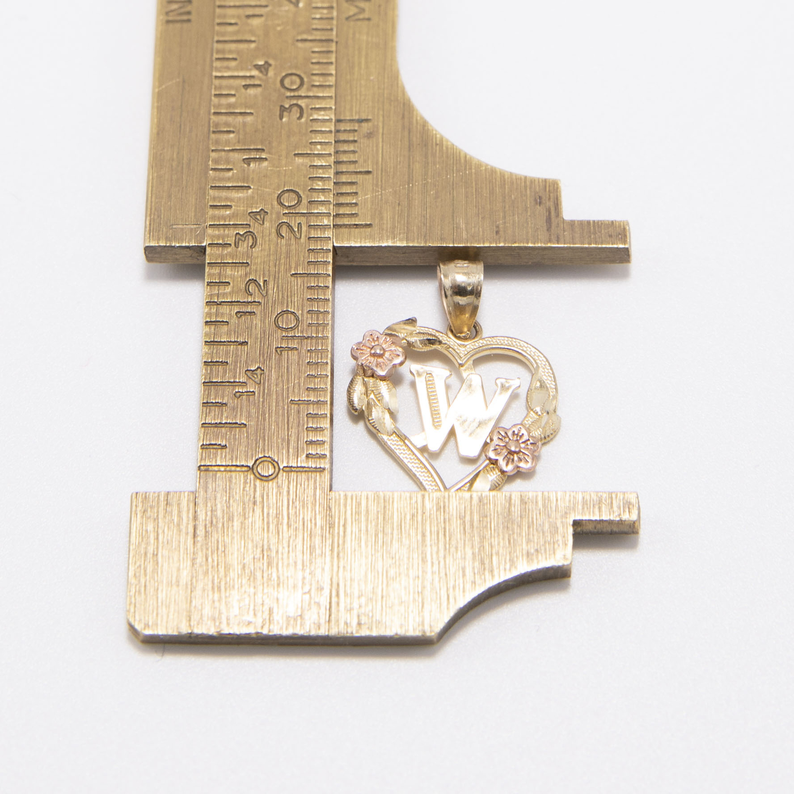 Cutout Heart Flower Initial Letter Pendant Necklace Real 10K Yellow Rose Gold