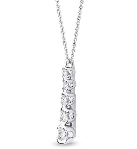 1/2 Ct Certified Lab-Grown Diamond Graduated Linear Drop Pendant Sterling Silver