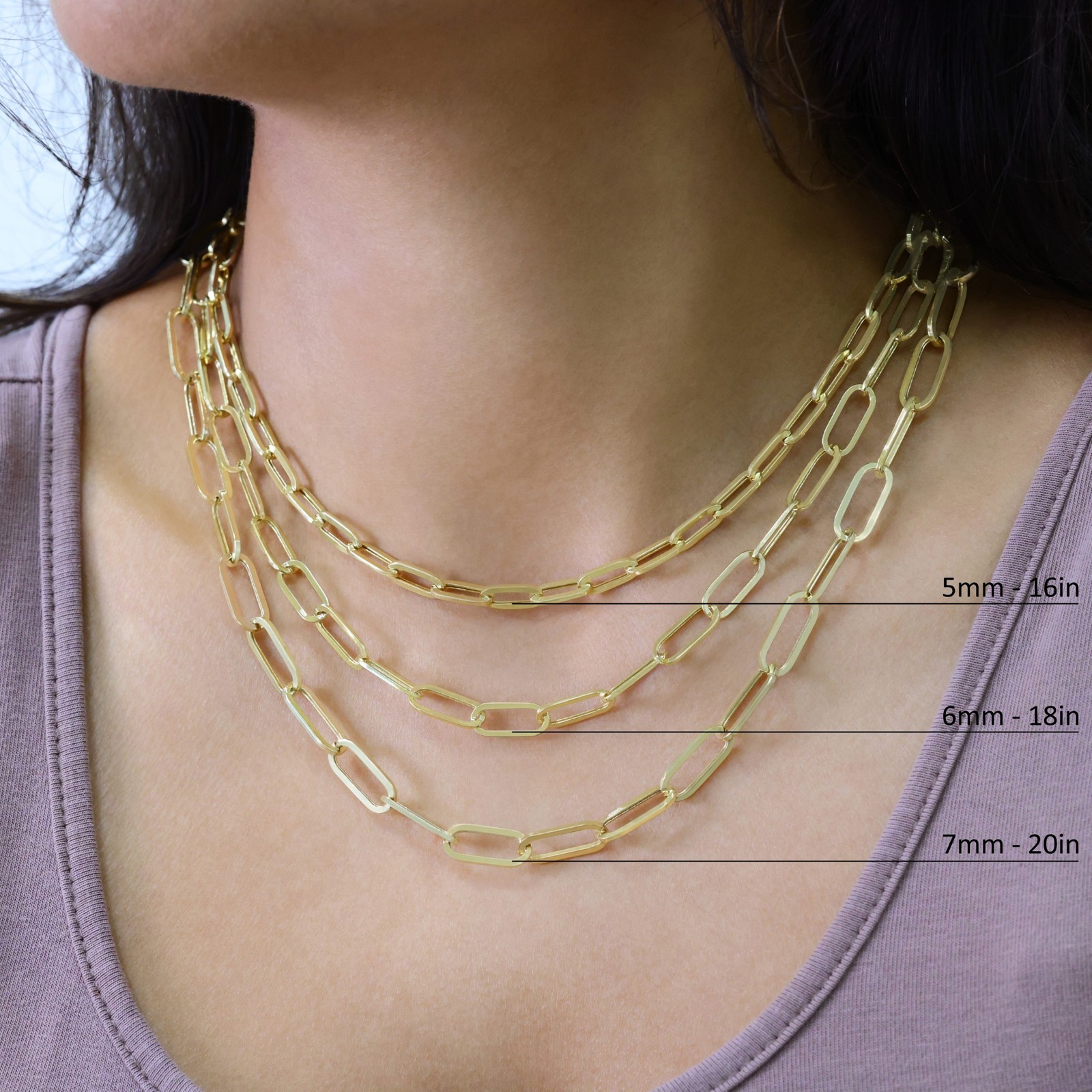 10k Yellow Gold Paperclip 2mm-7mm Chain Bracelet Necklace Mens Womens 7″-24″