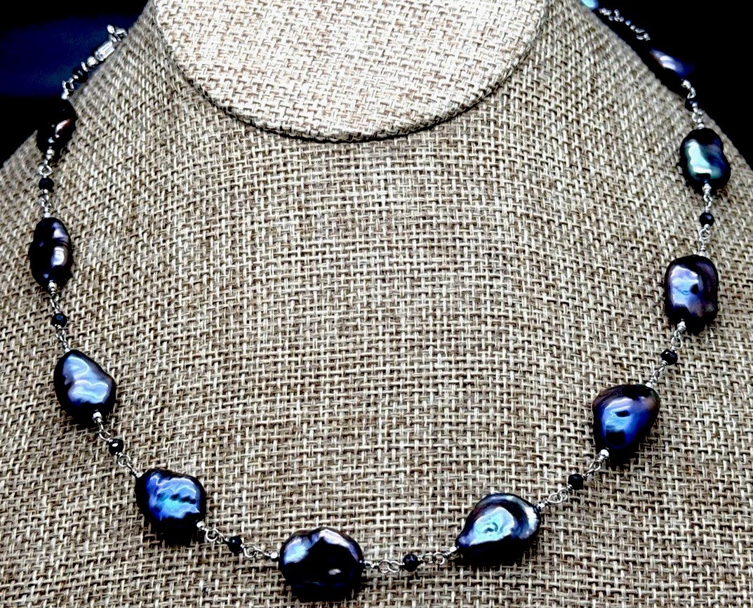 Honora Sterling Silver Purple iridescent Keshi Pearl up to 21″ Necklace new