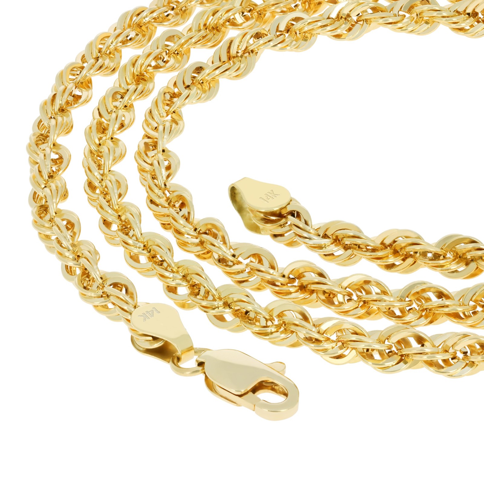 14K Yellow Gold 1.5mm-4mm Italian Rope Chain Pendant Necklace Mens Women 16″-30″