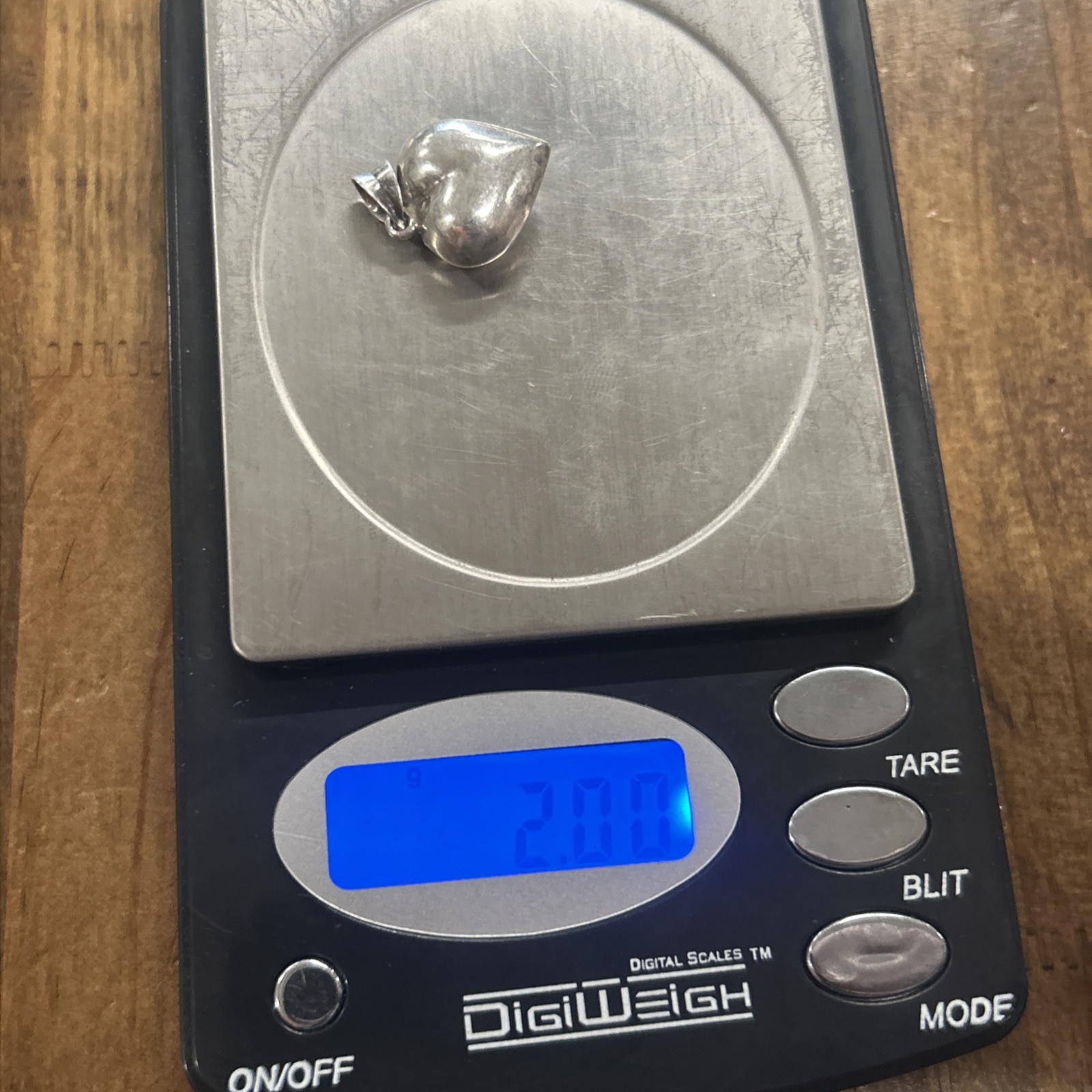 Sterling Silver Puffy Heart Pendant 2 Grams