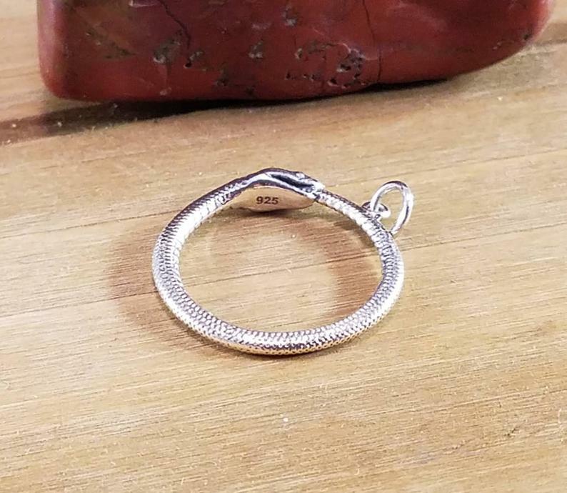 Ouroboros Pendant Snake Sterling Silver Charm Serpent Reptile Goth Necklace 7017