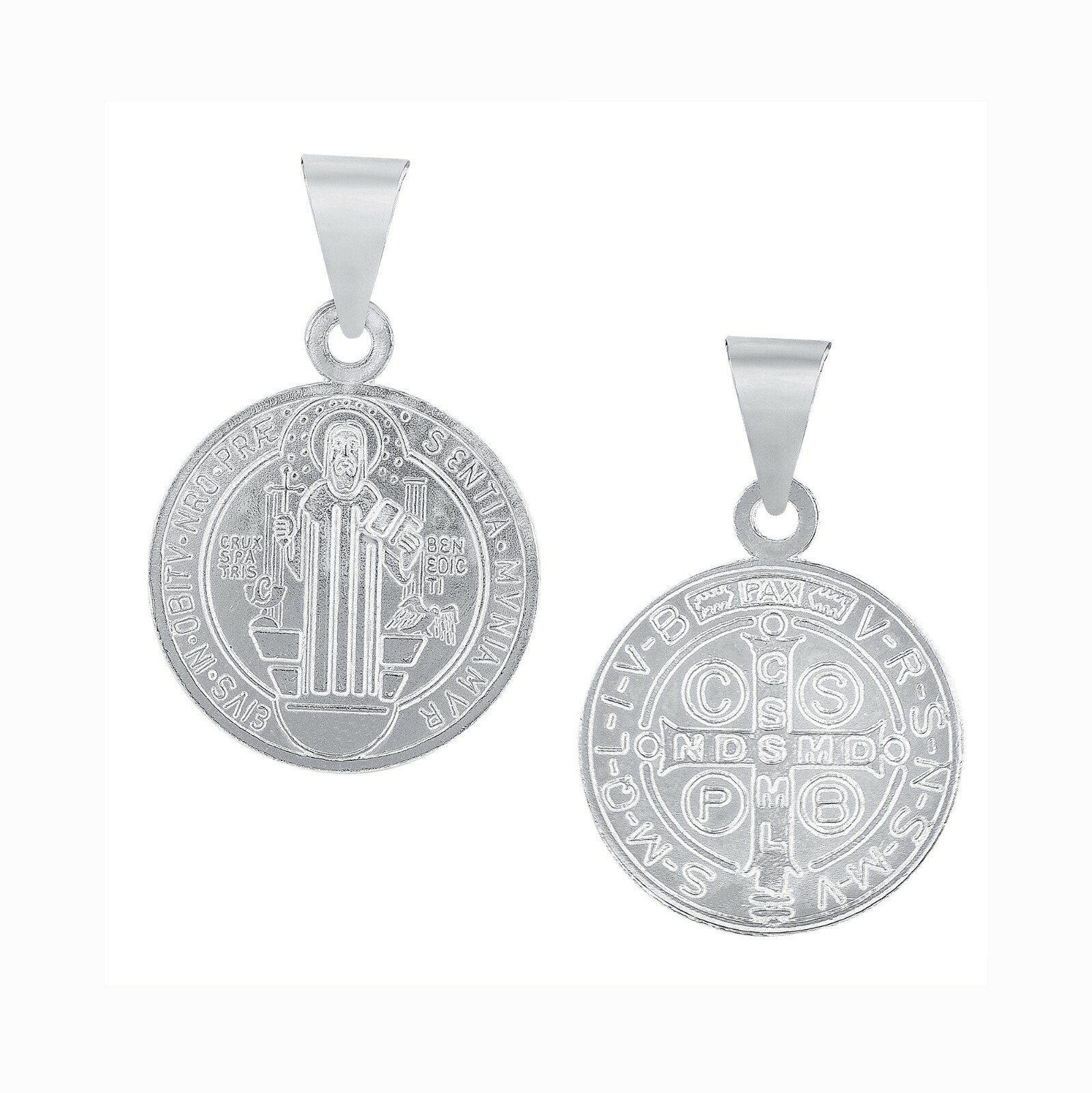 925 Sterling Silver San Benito / St. Benedict 2 Sided Medallion Pendant Charm