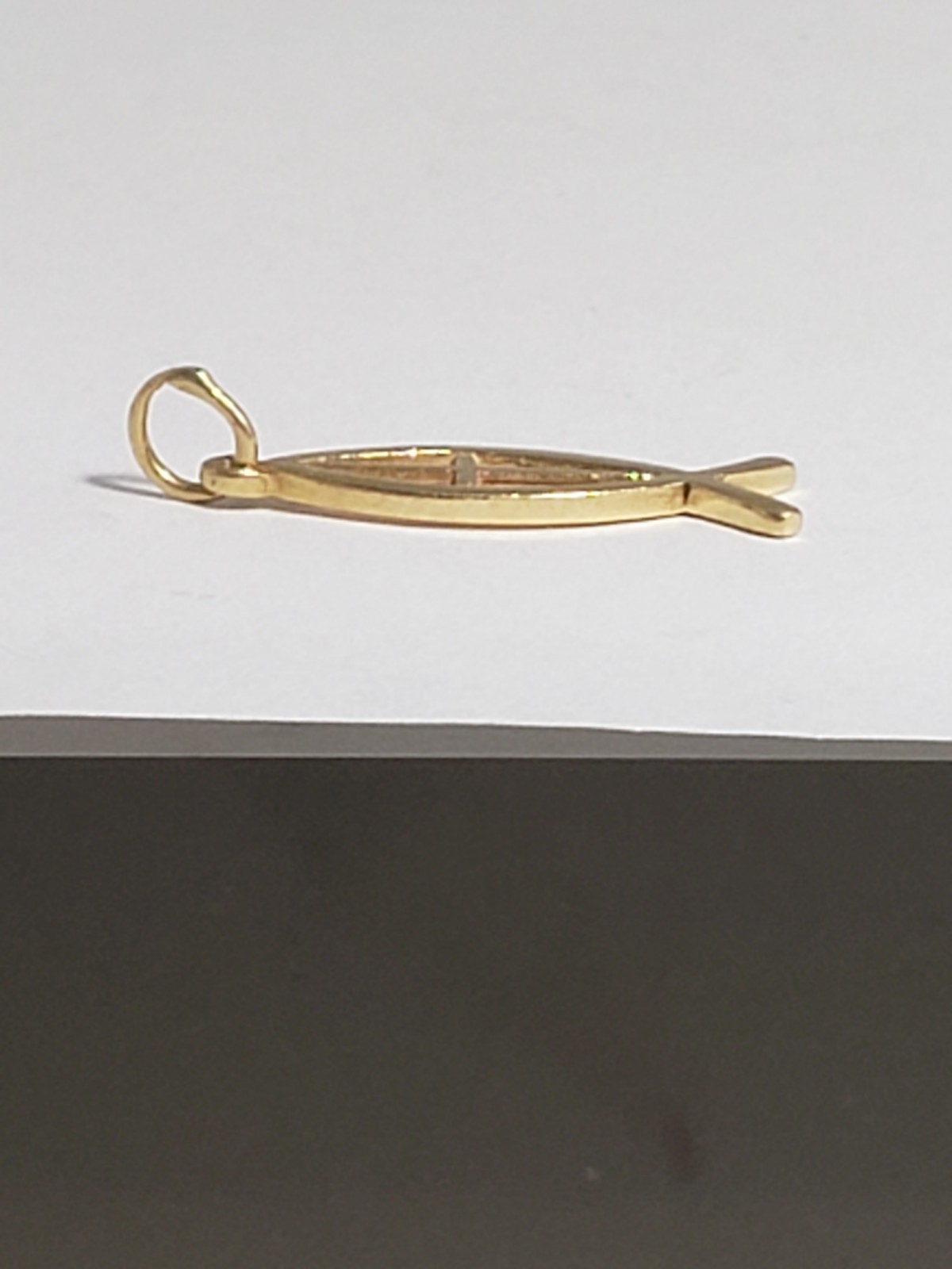 14 Karat Yellow Gold Ichthus With Cross Pendant