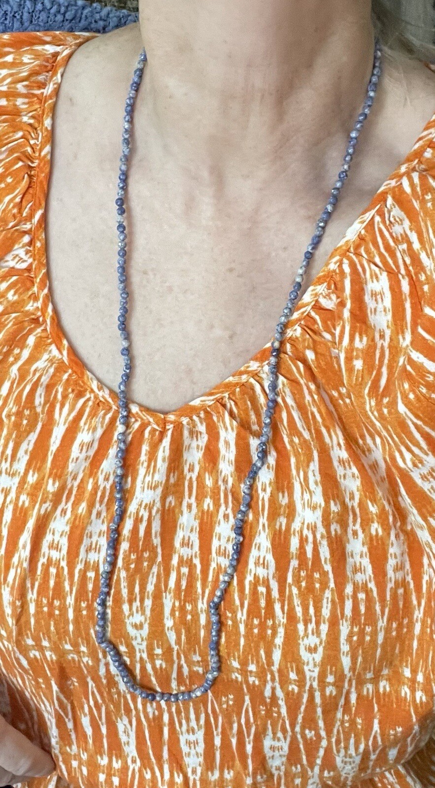 Natural Sodalite Royal Blue Beaded 34 in Necklace 4mm Gemstones Single Strand
