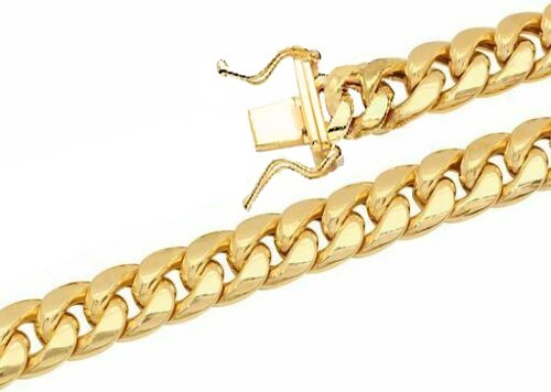 10k Yellow Gold Miami Cuban Link Chain Bracelet 2mm-9.5mm Size 7″-30″ Hollow