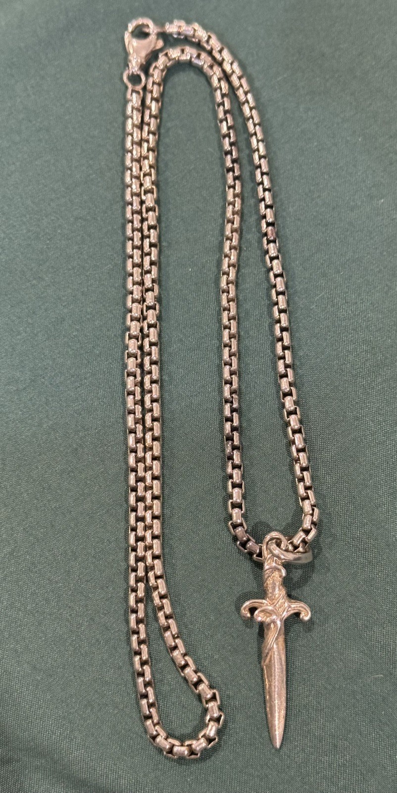 David Yurman Wave Dagger And 22in Box Chain W Dagger Pendant
