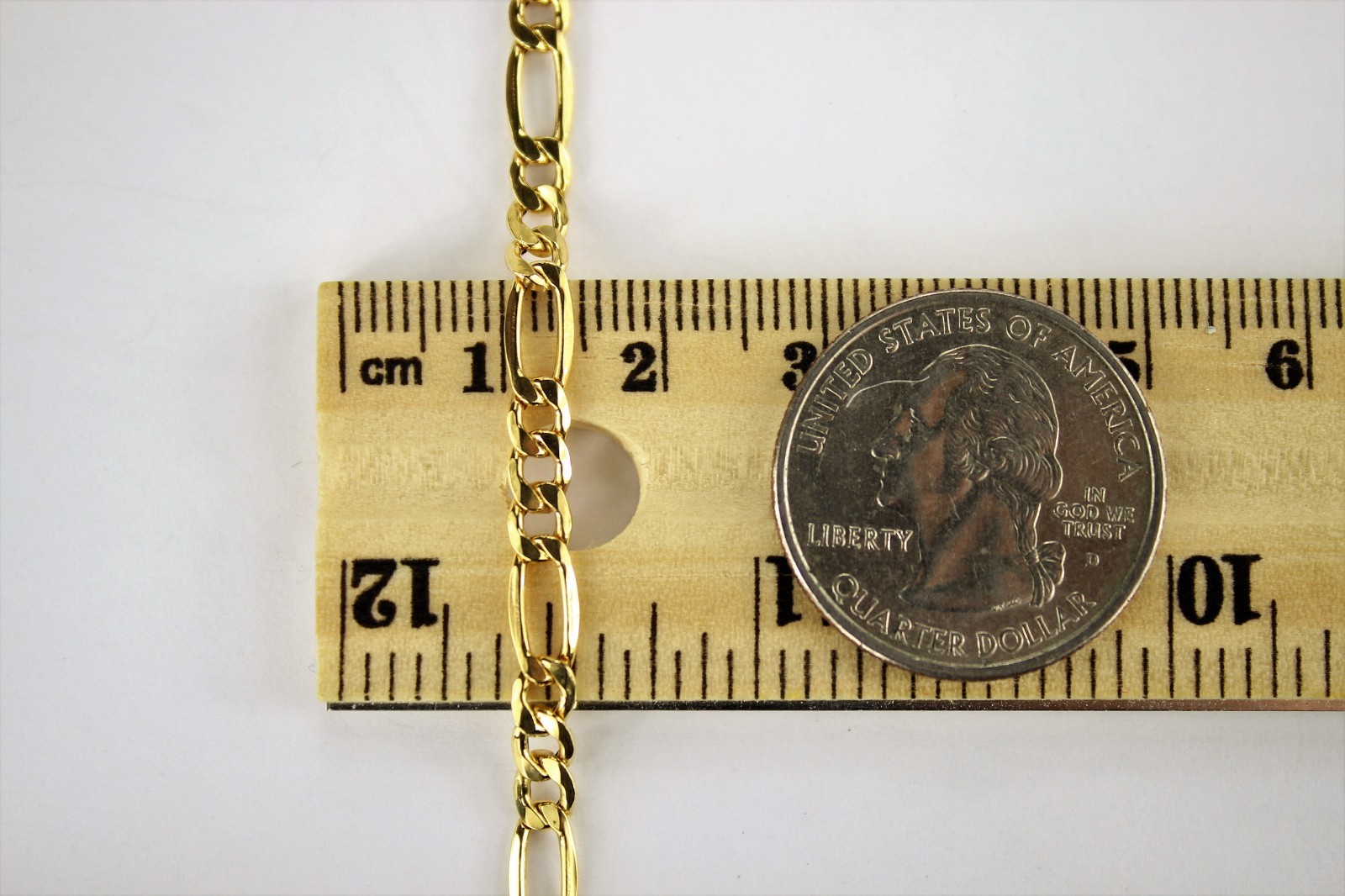 14K Yellow Gold Figaro Link Hollow Chain Necklace Bracelet 2mm ~ 7.5mm /7″ ~ 30″