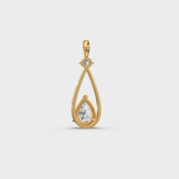 2.00 Ct Rope Teardrop Pear Diamond Pendant (Without Chain) 14k gold plated