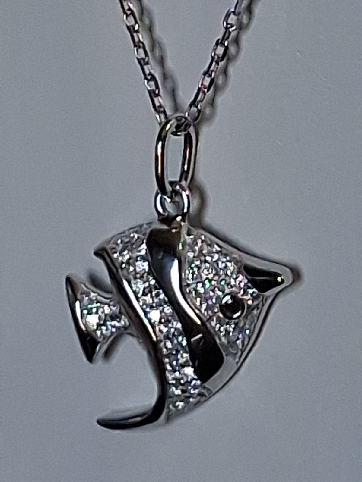 1.50 CTW Moissanite Angelfish Pendant Necklace 925 Sterling Silver 16”-18” Chain