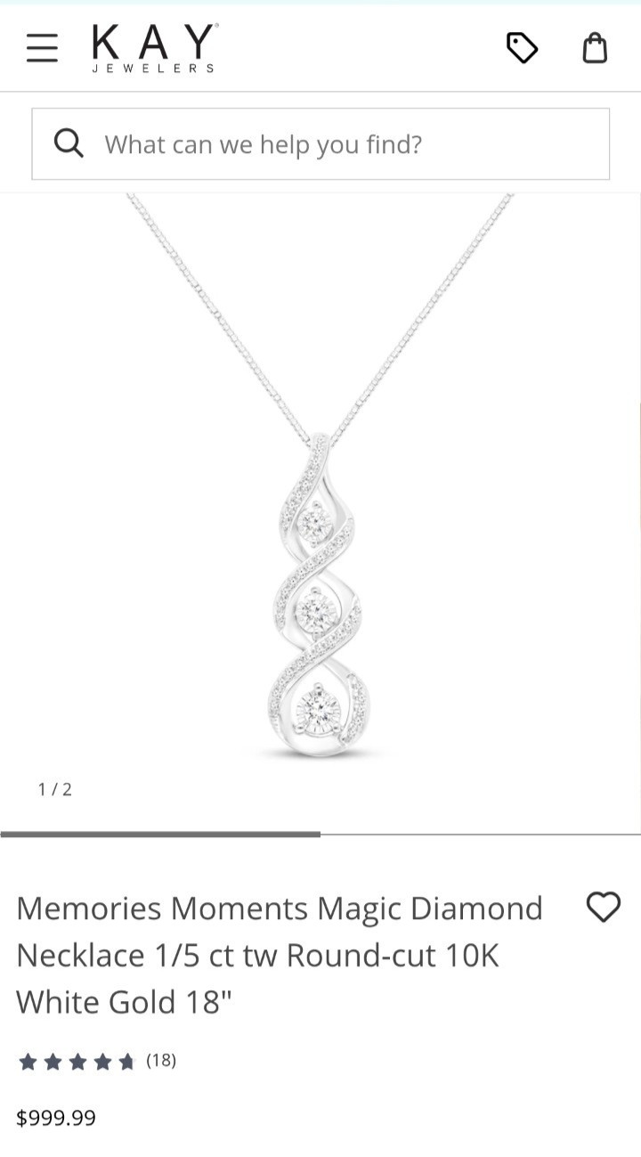 Kay Jewelers 1/5th cttw Diamond Pendant 10k WG Memories Magic Moments
