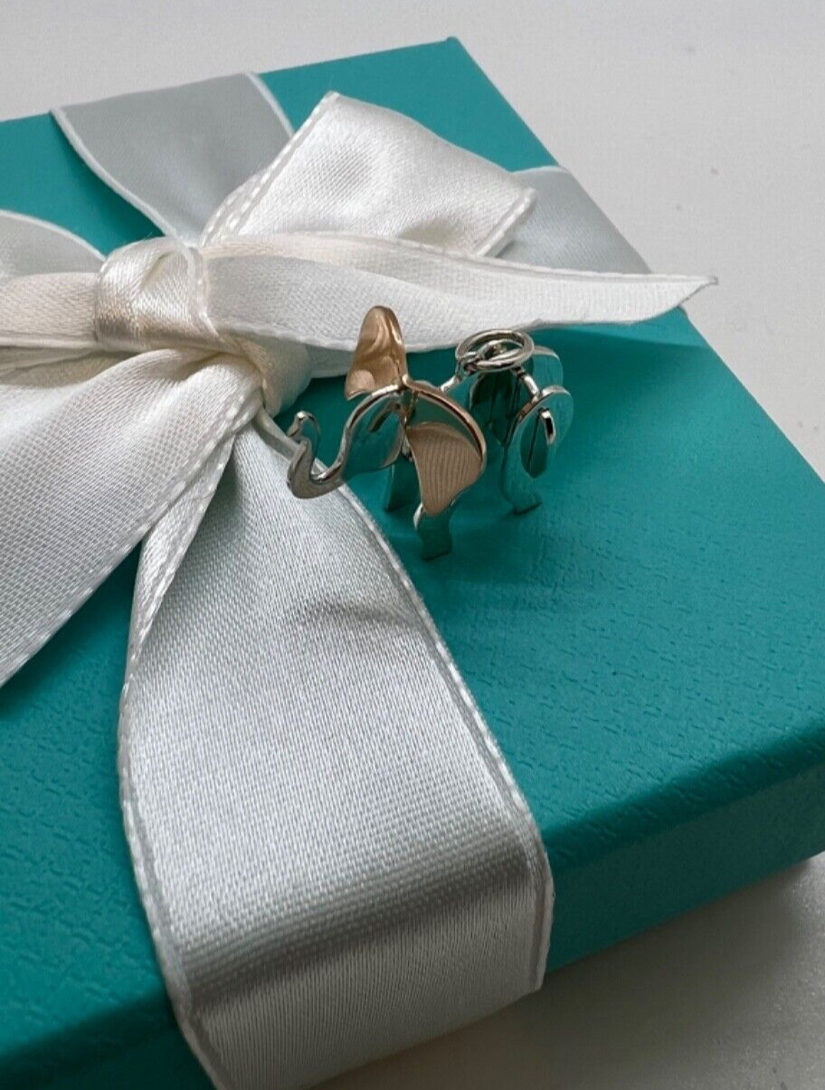Tiffany & Co. Save the Wild Elephant Charm in Sterl Silver/ 18 K R Gold Italy