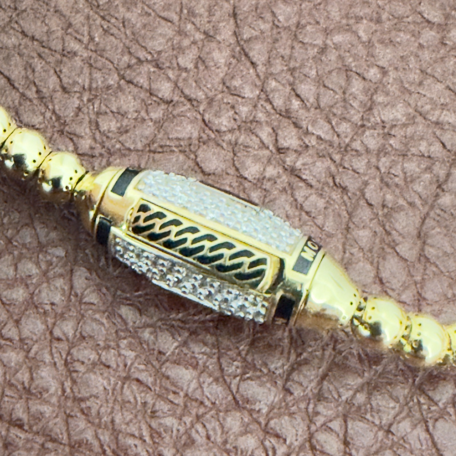 Monaco Chain BUB Pave Lock Necklace 14K Gold 3.8mm 22 inch Swarovski Mens