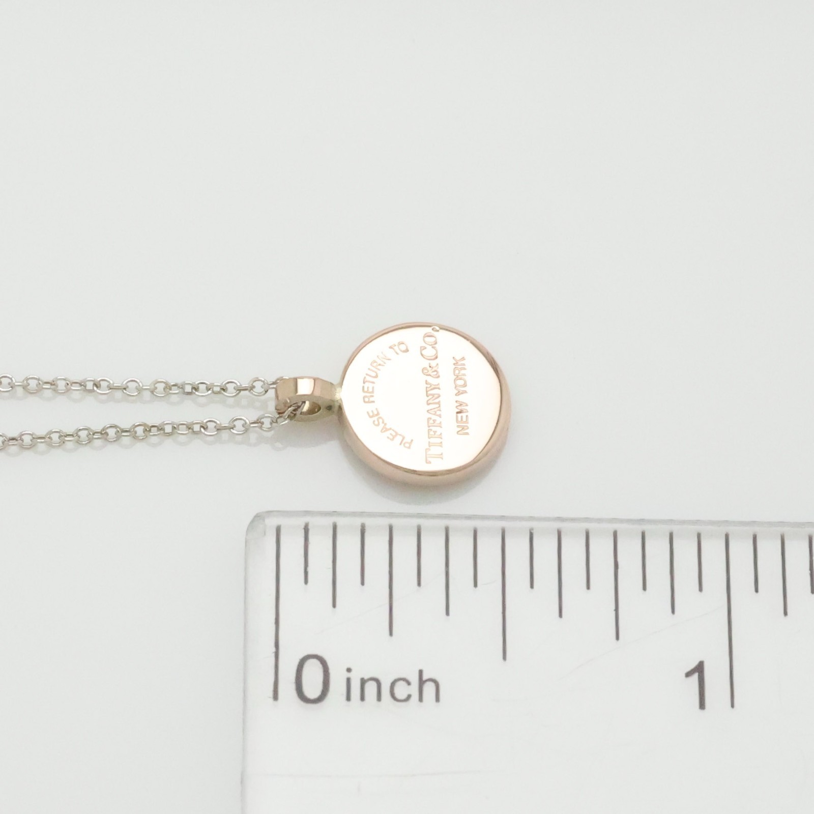 Authentic Tiffany & Co. Return to Round Necklace Silver 925 & Rubedo w/Pouch