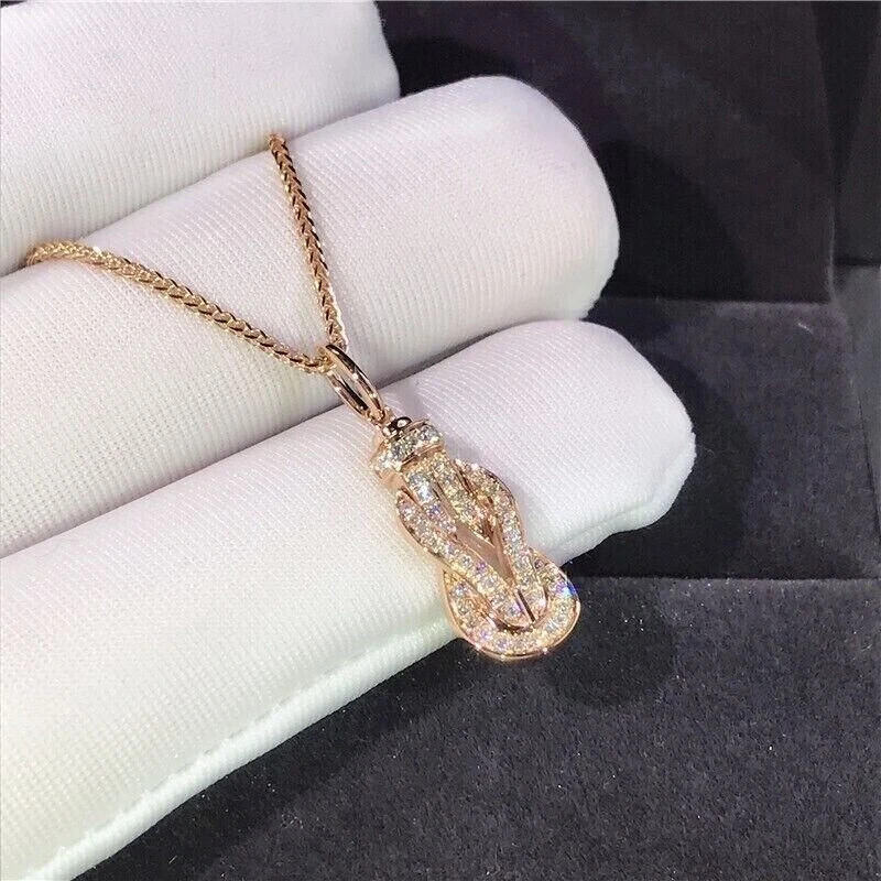 1.20Ct Round Cut Diamond Knot Pendant 14K Rose Gold Plated 18″ Free Chain