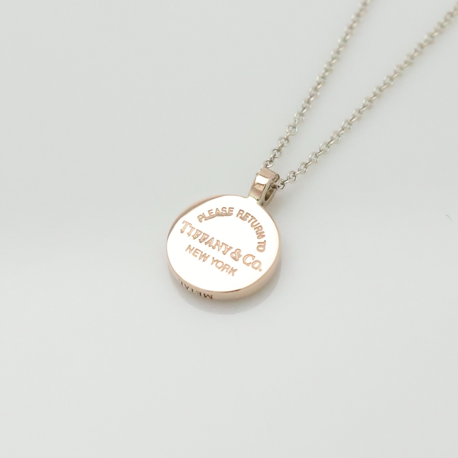 Authentic Tiffany & Co. Return to Round Necklace Silver 925 & Rubedo w/Pouch